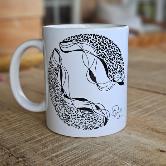 Single Doodle Design Round Mug - Starry Night