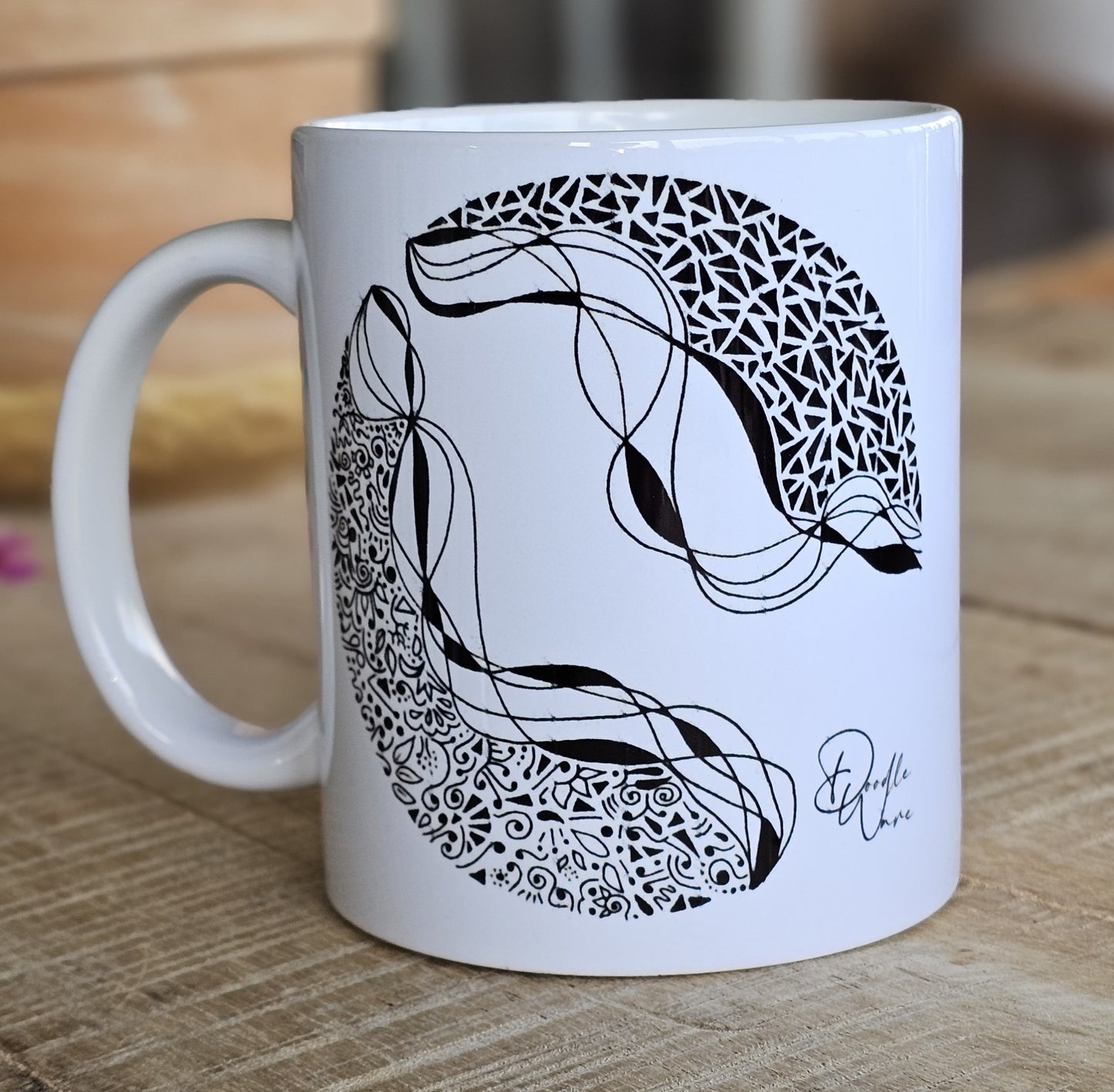 Single Doodle Design Round Mug - Starry Night