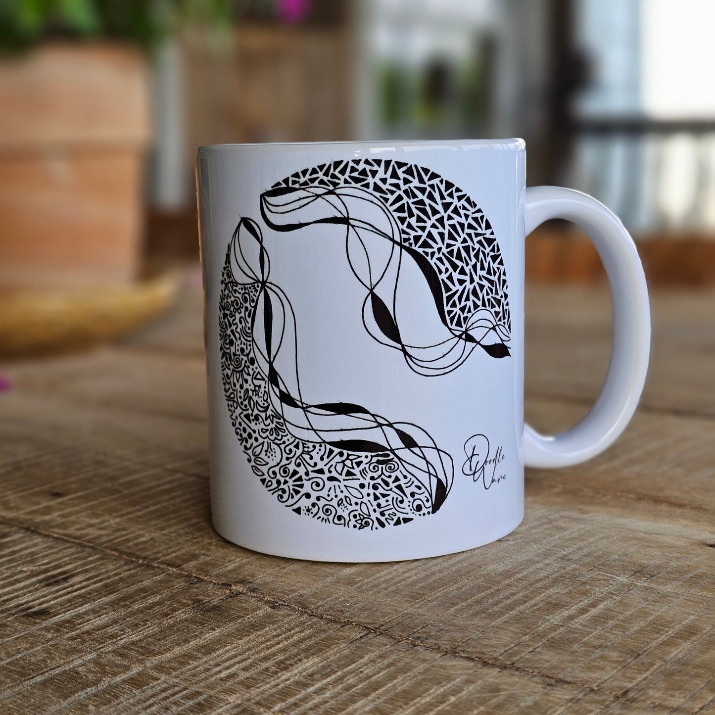 Single Doodle Design Round Mug - Starry Night