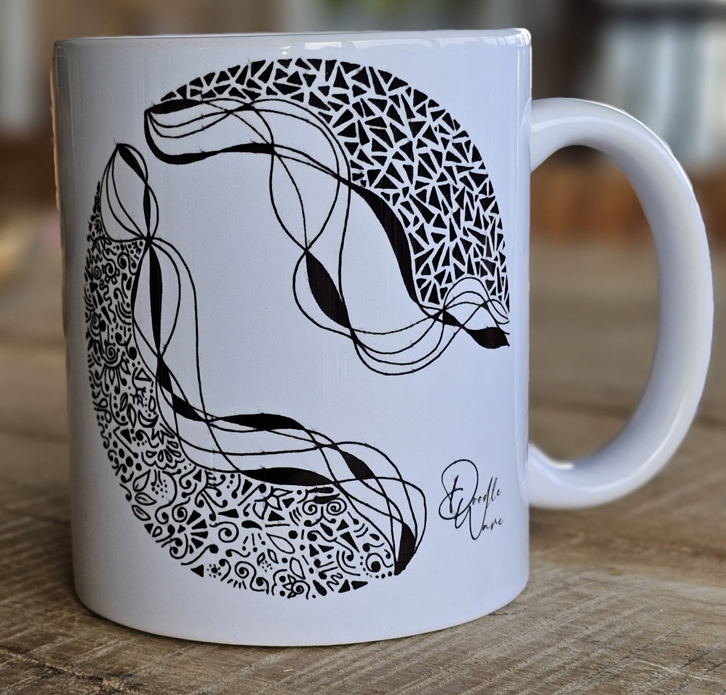 Single Doodle Design Round Mugs - Complete Set