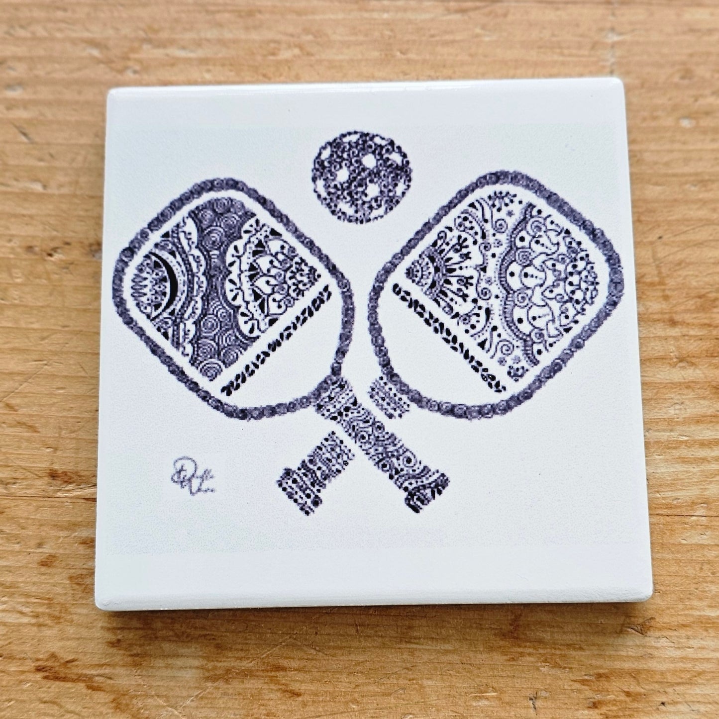 Doodle Design Coaster - Pickle Ball