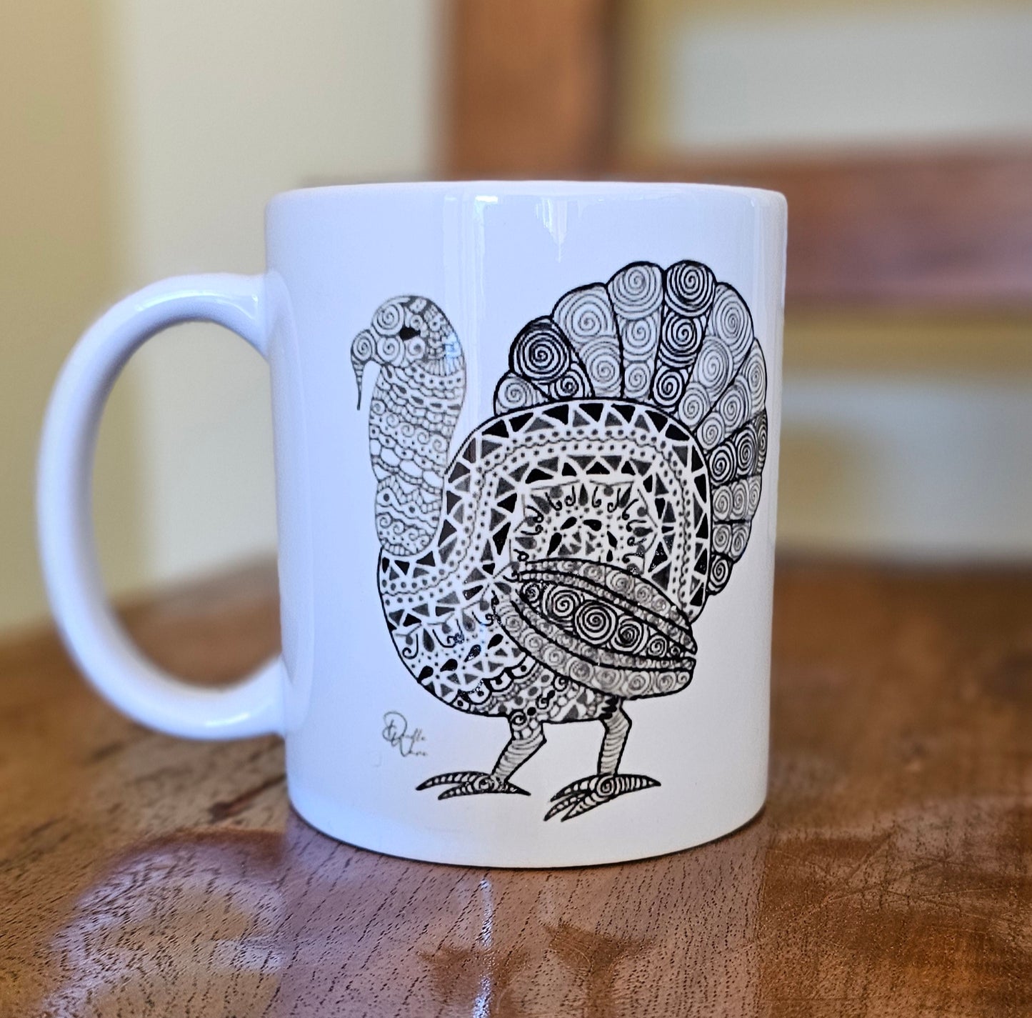 Single Doodle Design Round Mug - Turkey Day