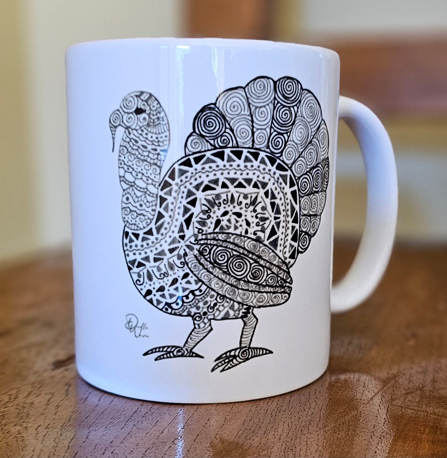 Single Doodle Design Round Mug - Turkey Day