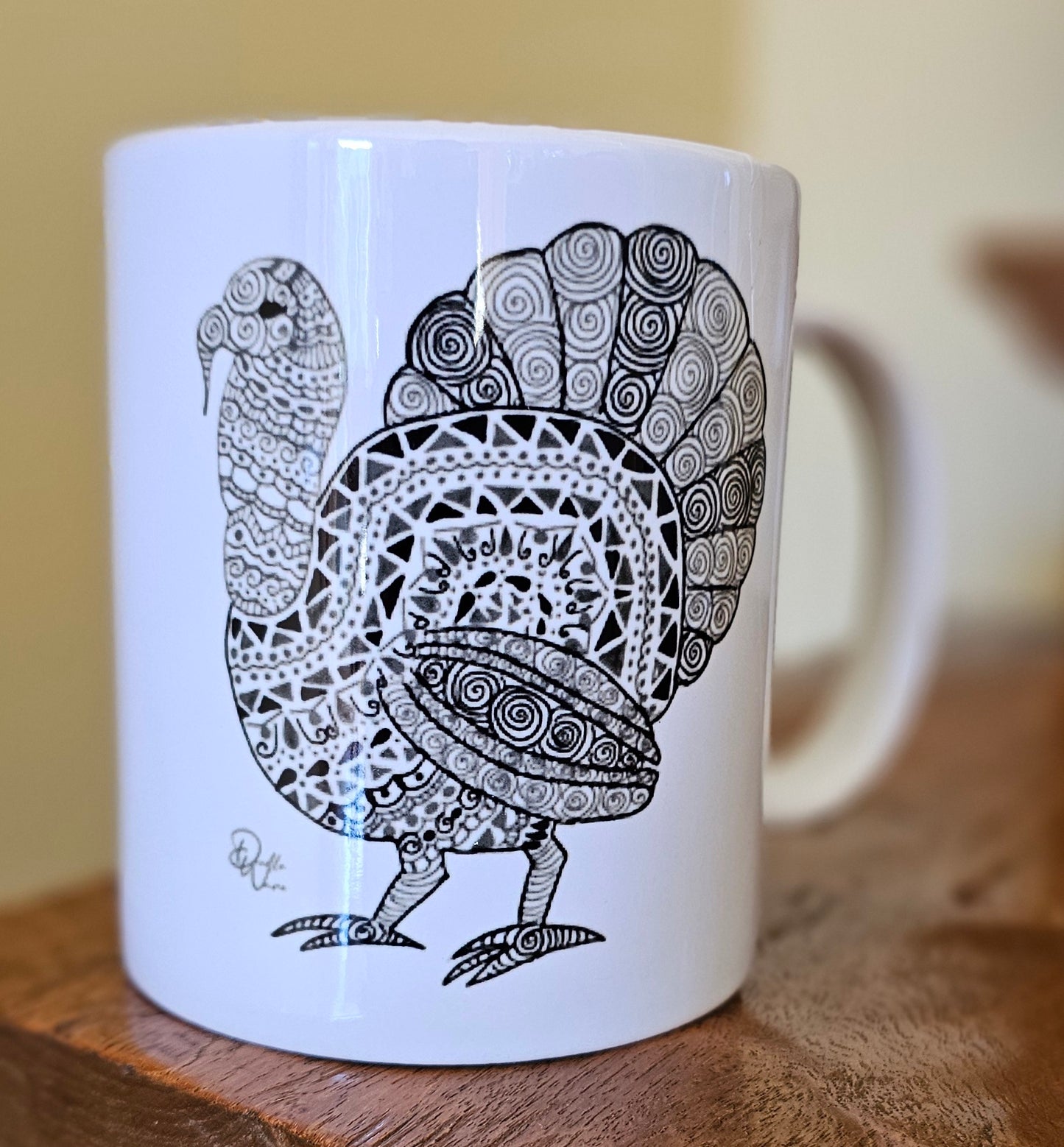 Single Doodle Design Round Mug - Turkey Day
