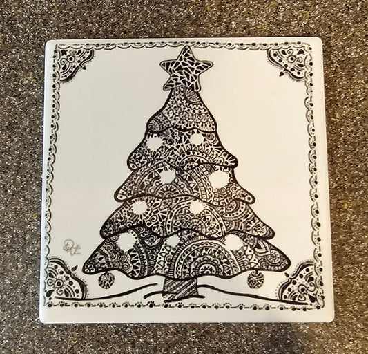 Doodle Design Coaster - Christmas Tree