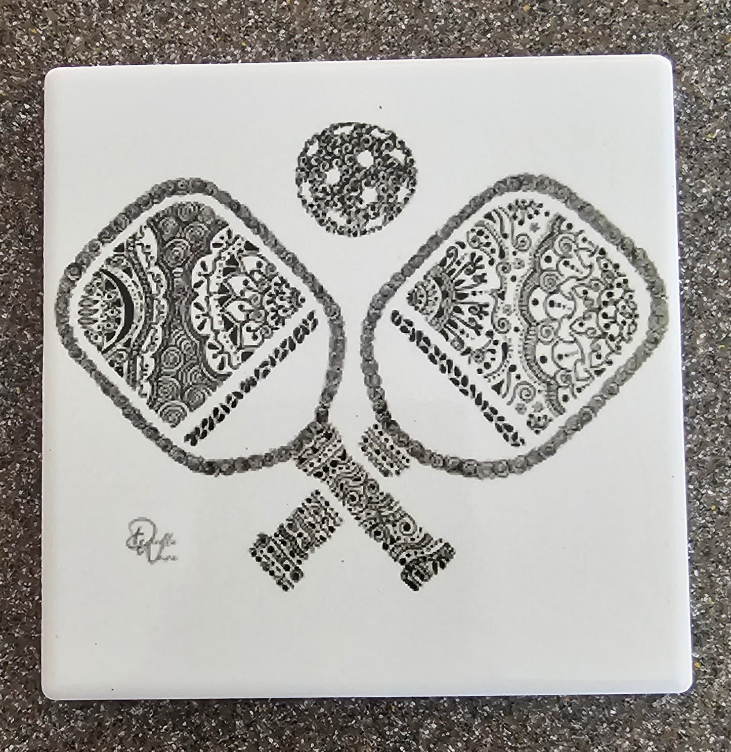 Doodle Design Coaster - Pickle Ball