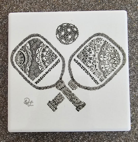 Doodle Design Coaster - Pickle Ball