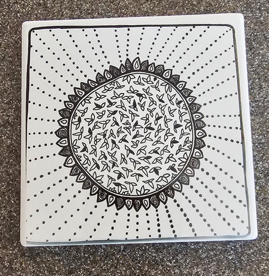 Doodle Design Coaster - Sunflower