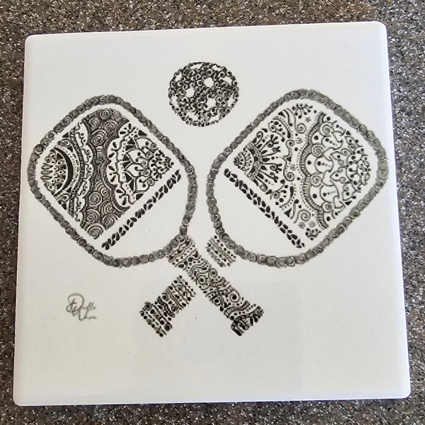 Doodle Design Coaster - Pickle Ball