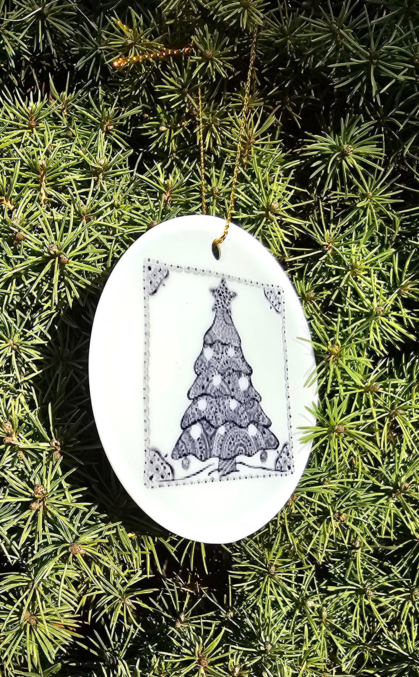 Doodle Design Ceramic Tree Ornaments - Christmas Tree