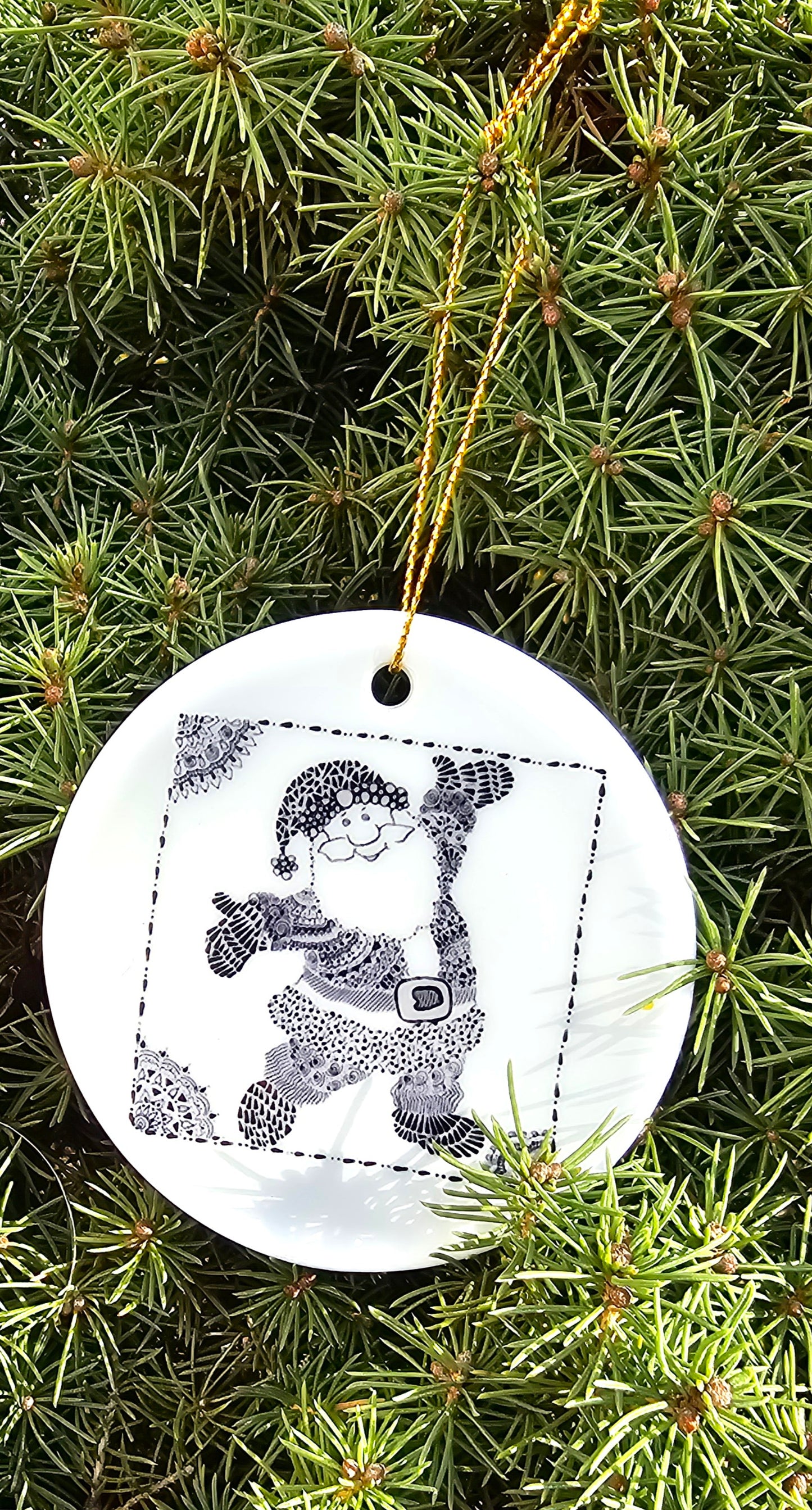 Doodle Design Ceramic Tree Ornaments - Santa