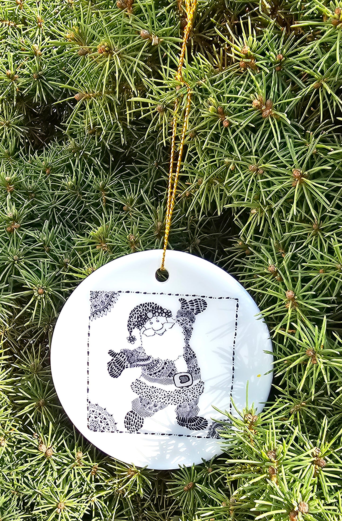 Doodle Design Ceramic Tree Ornaments - Santa