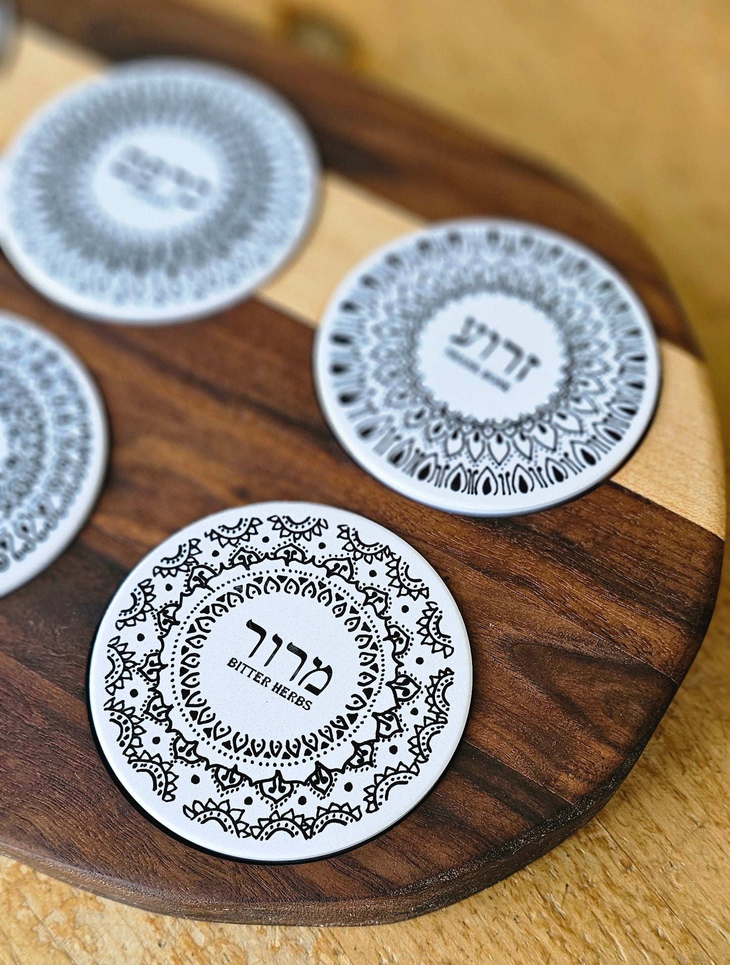 Doodleware Live Edge Oval Passover Seder Plate - Design #5