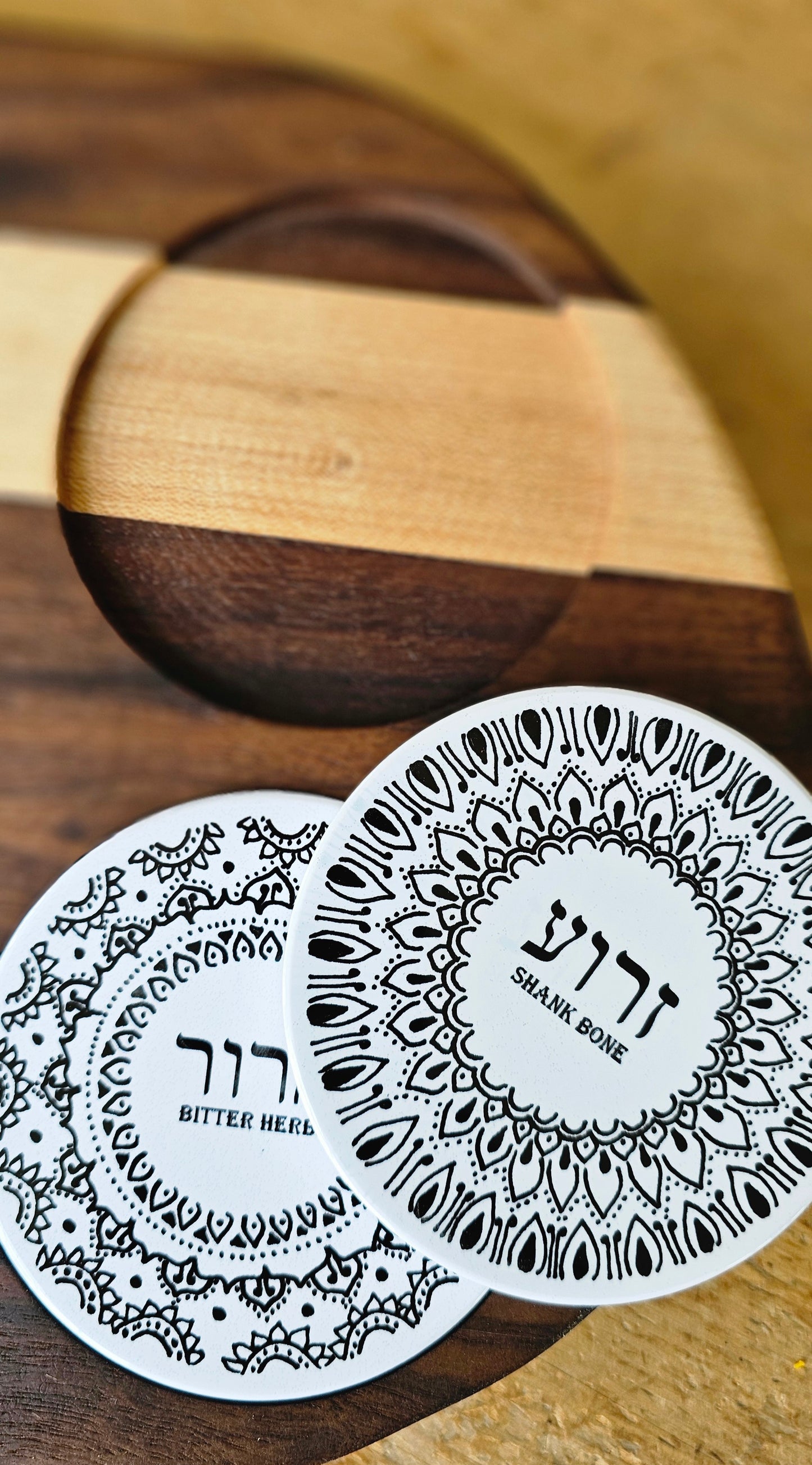 Doodleware Live Edge Oval Passover Seder Plate - Design #5
