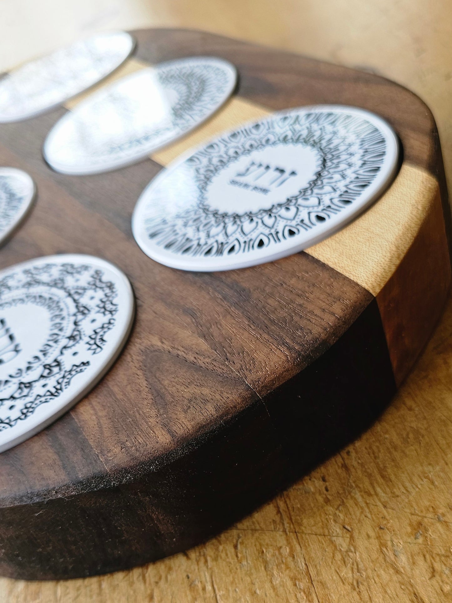 Doodleware Live Edge Oval Passover Seder Plate - Design #5