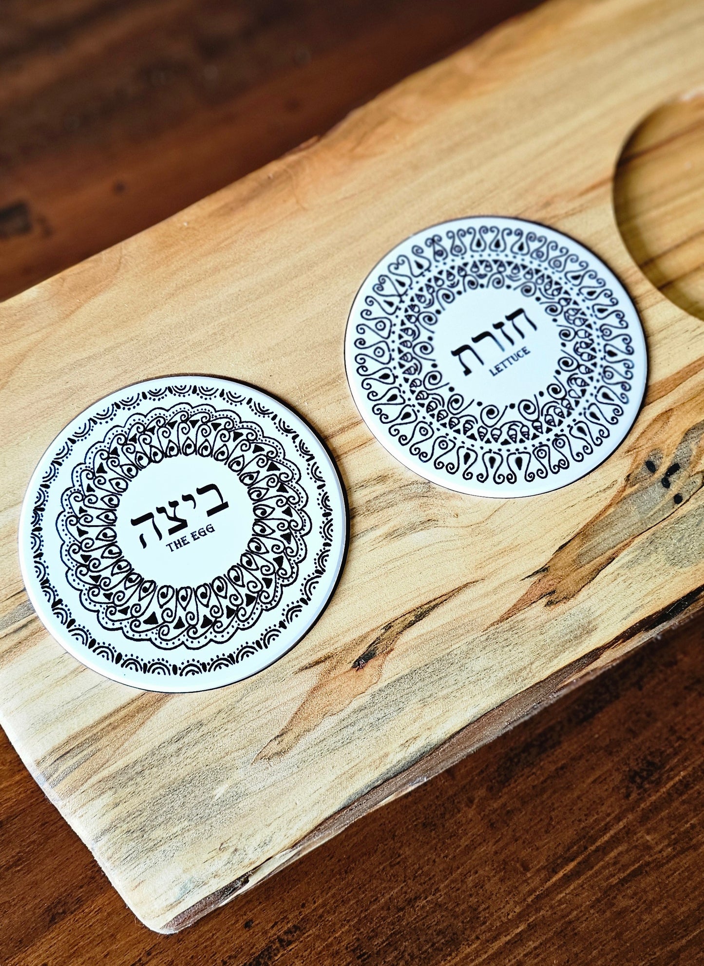 Doodleware Live Edge Passover Seder Plate - Design #4