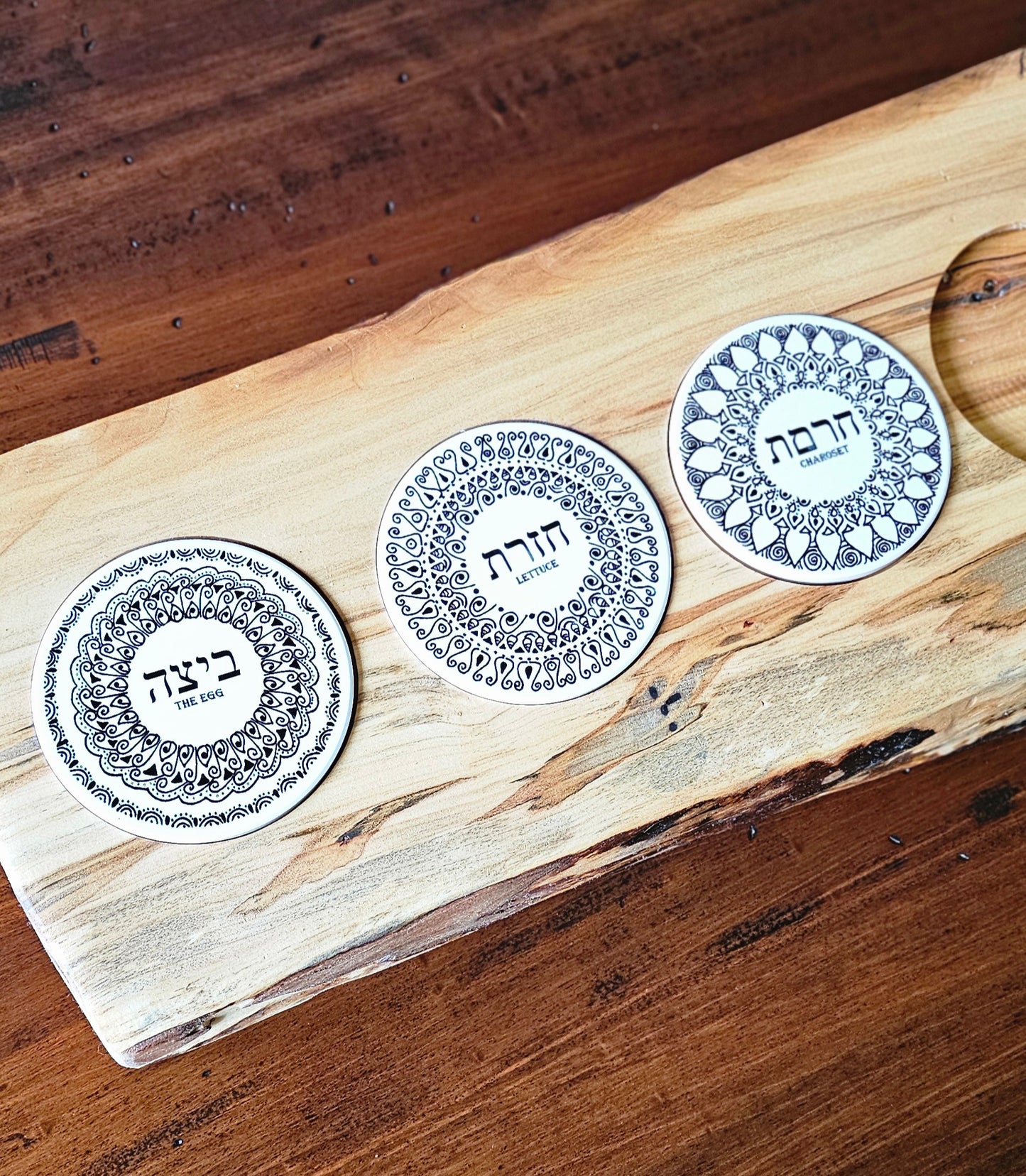 Doodleware Live Edge Passover Seder Plate - Design #4