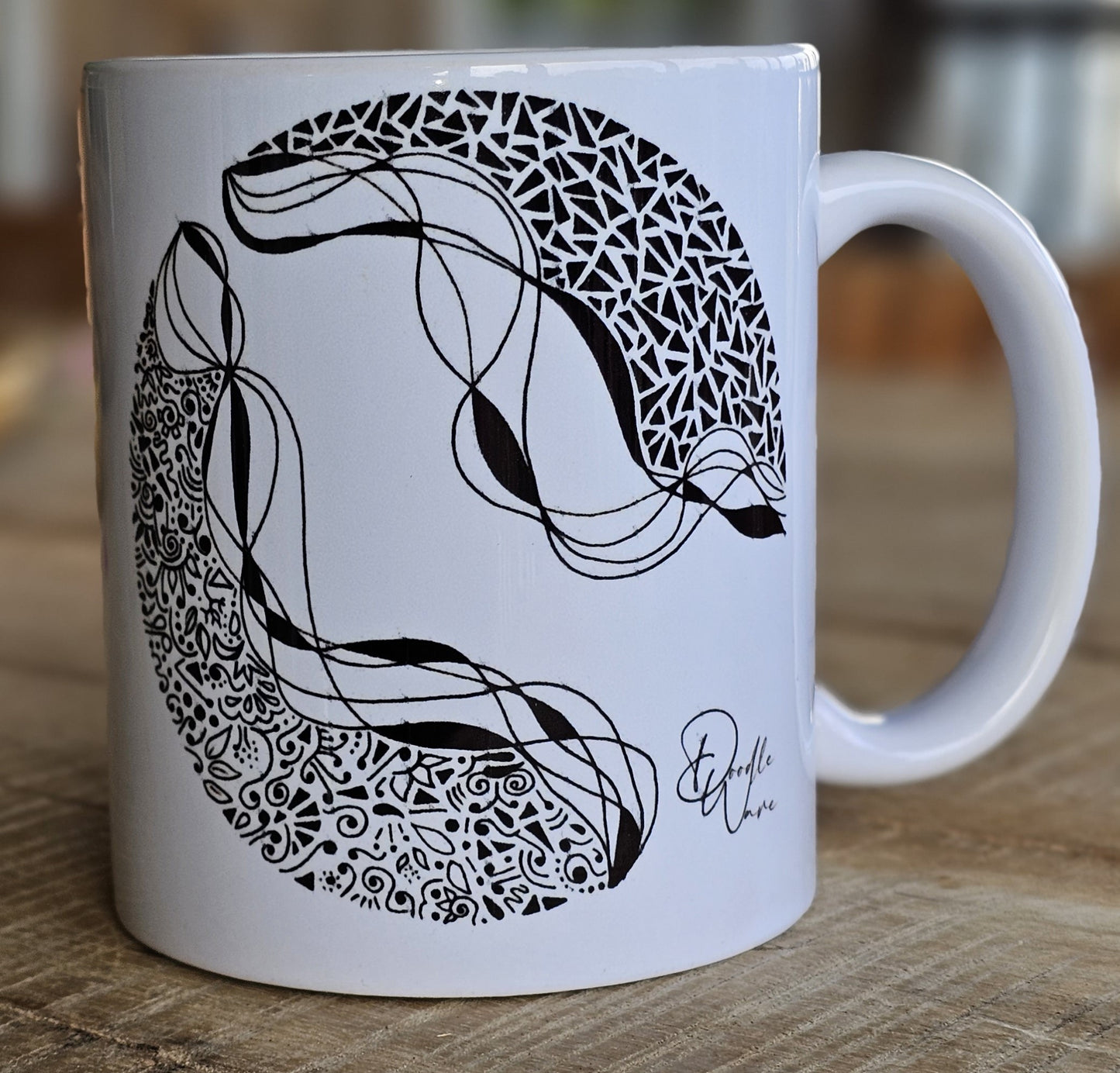 Single Doodle Design Round Mug - Starry Night