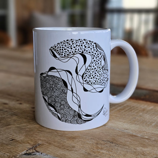 Single Doodle Design Round Mug - Stormy Night