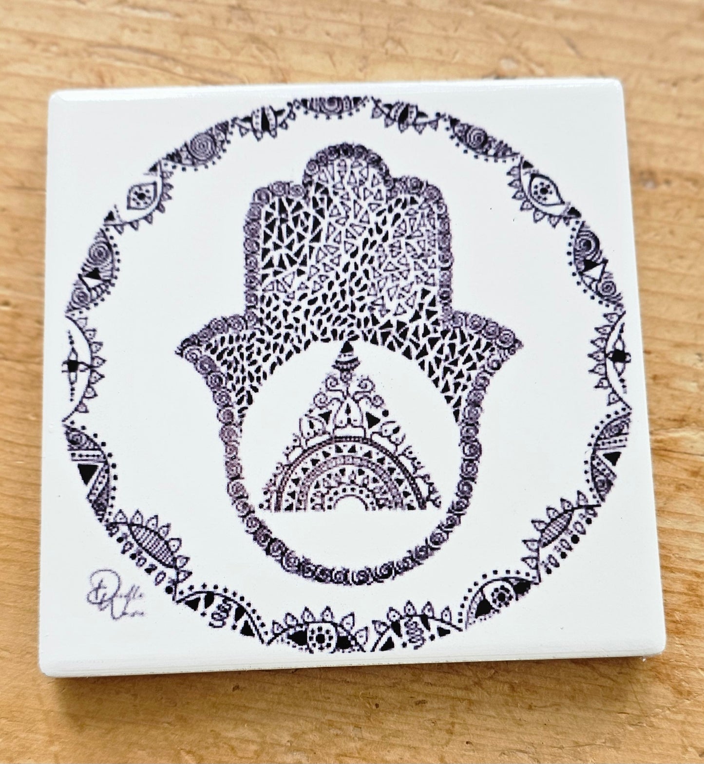 Doodle Design Coaster - Hamsa 21