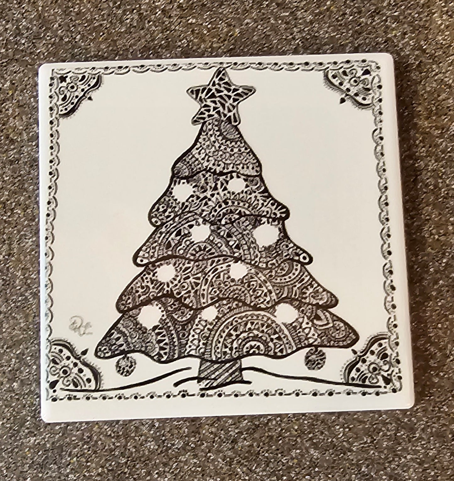 Doodle Design Coaster - Christmas Tree