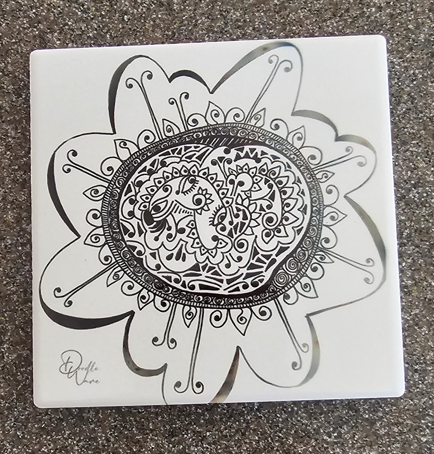 Doodle Design Coaster - Flower Face