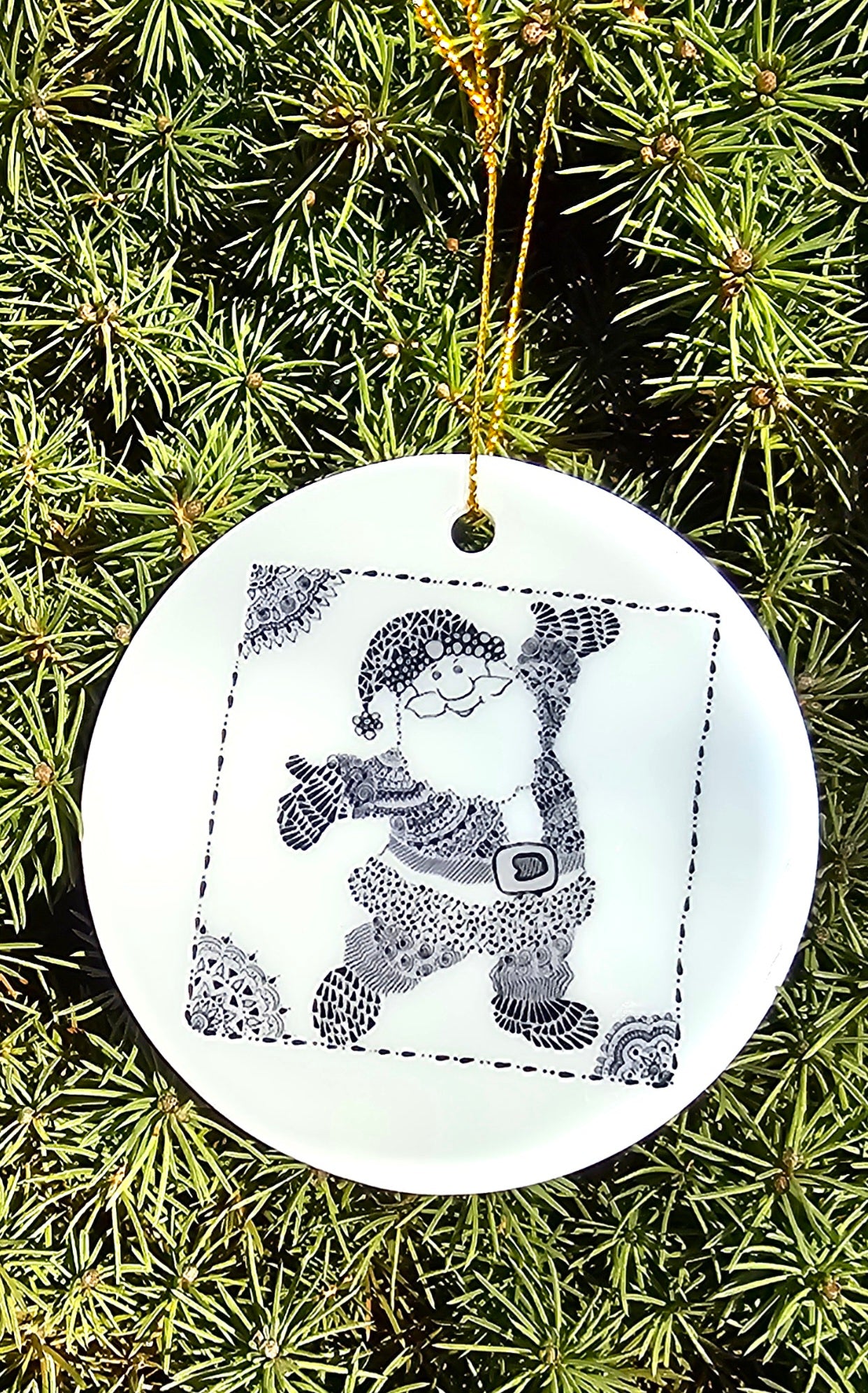 Doodle Design Ceramic Tree Ornaments - Santa