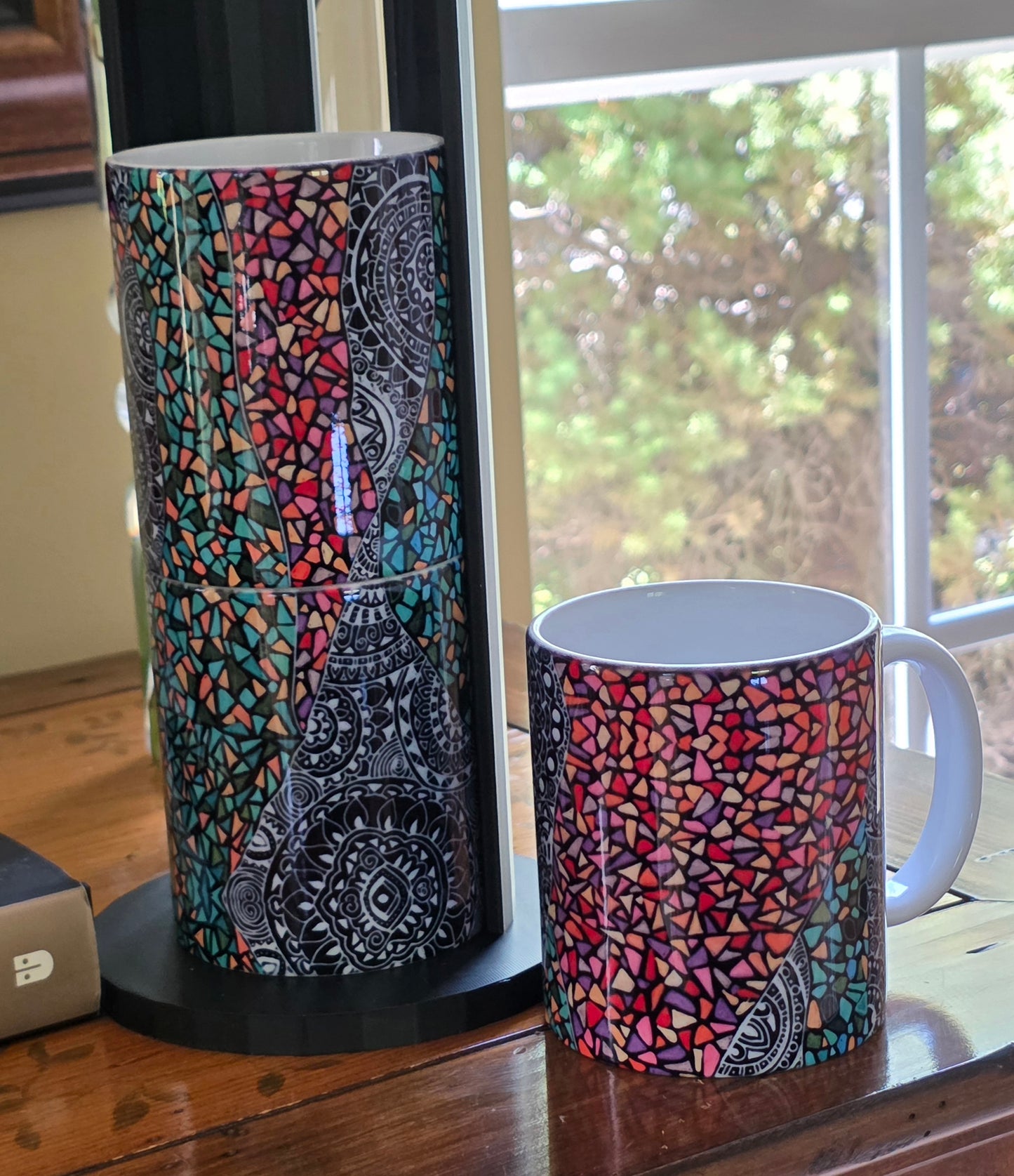 Doodleware - 3 Mug Art (Orange Green Mosaic)