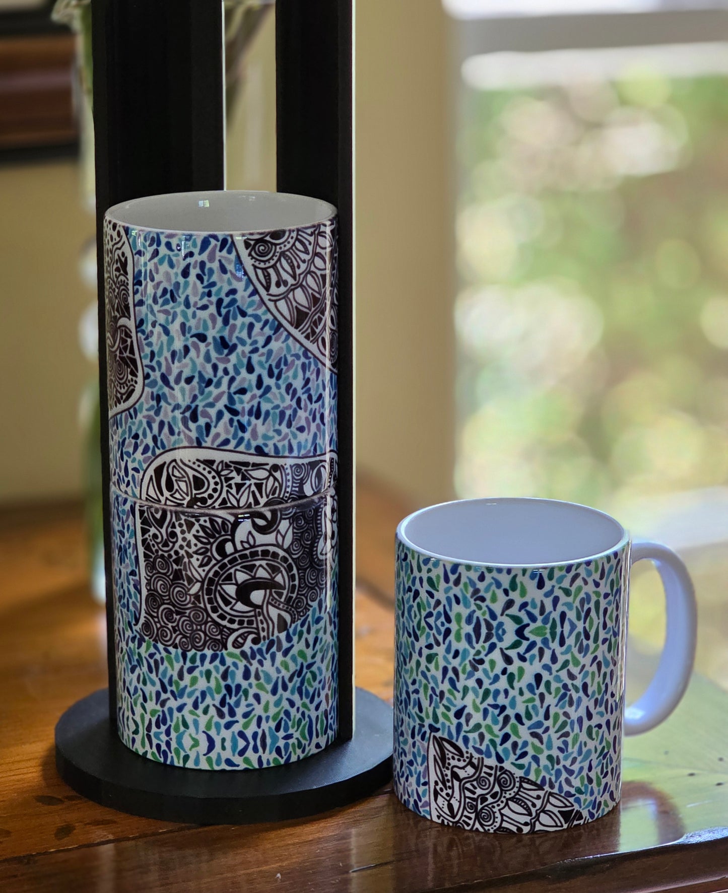 Doodleware - 3 Mug Art (Blue Green Flies)