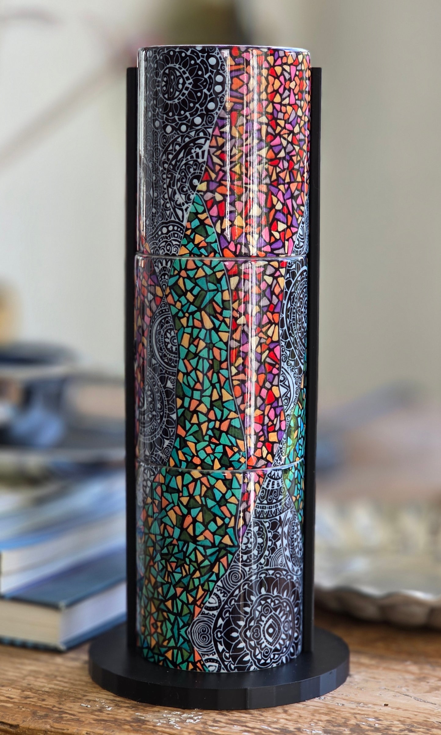 Doodleware - 3 Mug Art (Orange Green Mosaic)