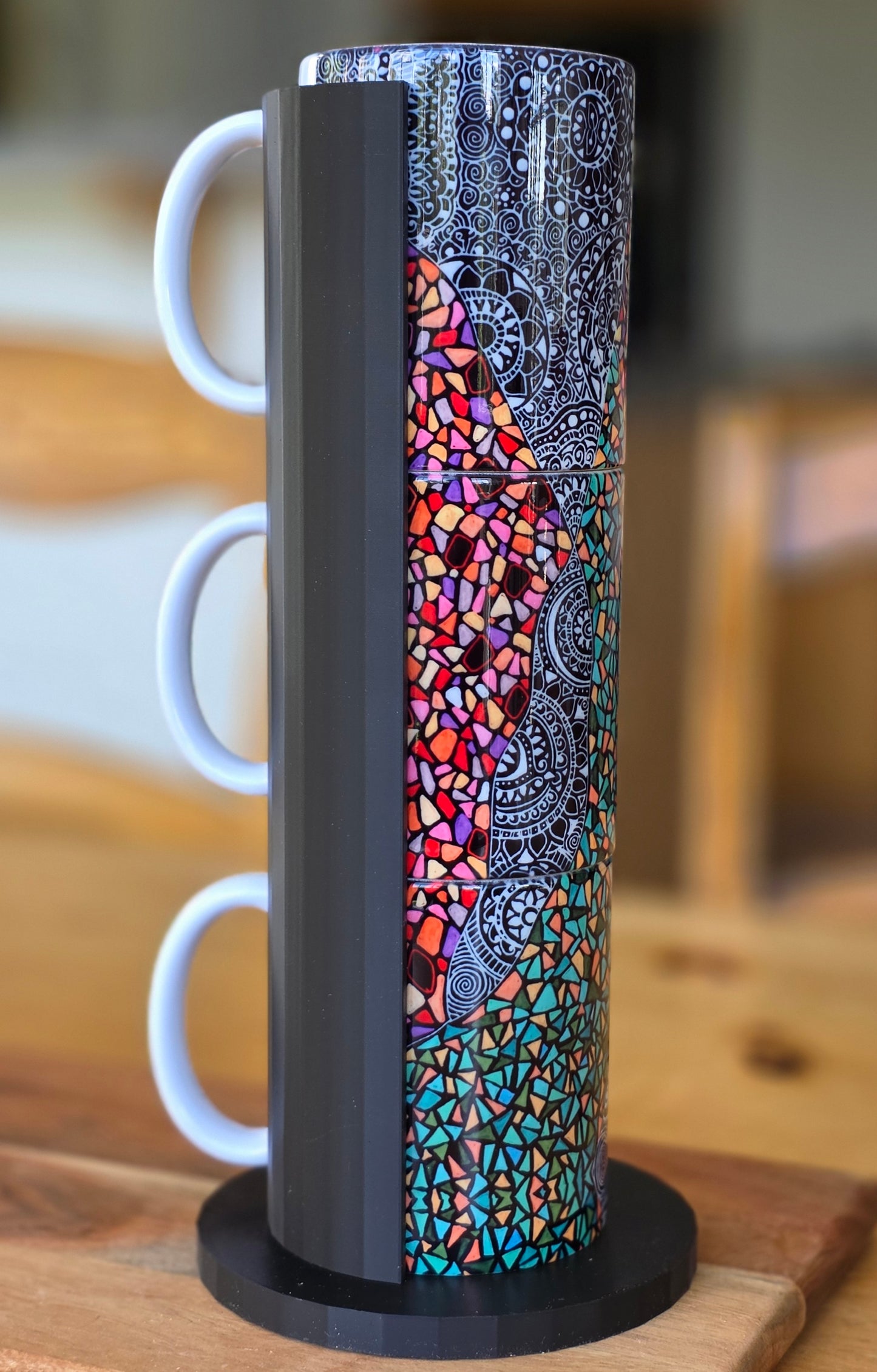 Doodleware - 3 Mug Art (Orange Green Mosaic)