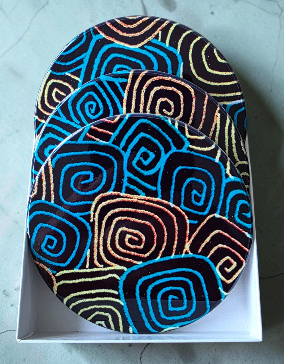 3 Coaster Set - Blues Swirls