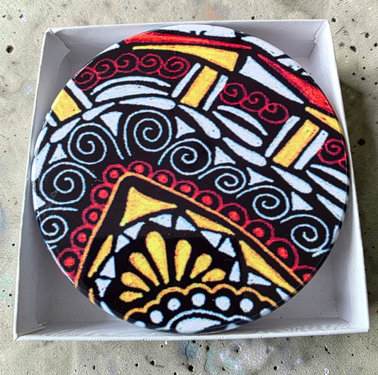 3 Coaster Set - Bold Red & Yellow