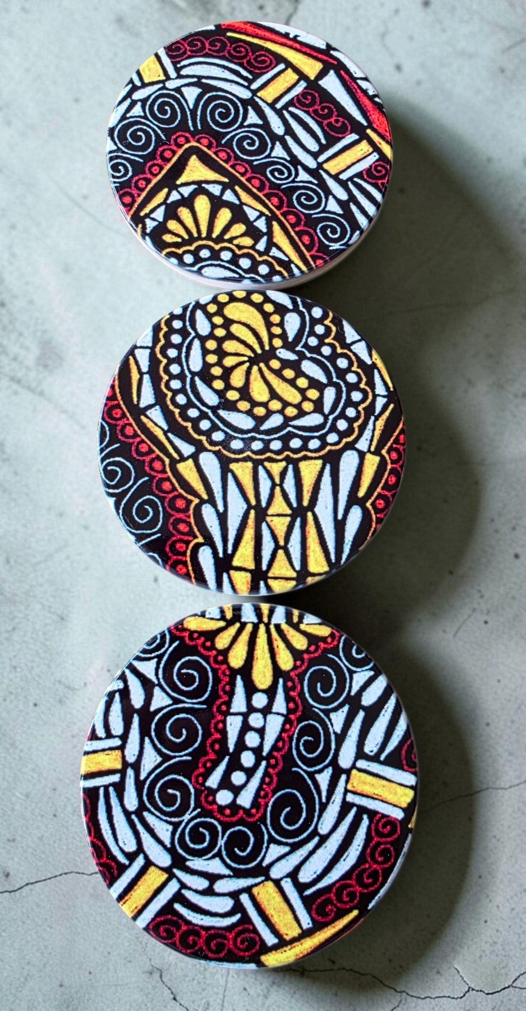 3 Coaster Set - Bold Red & Yellow