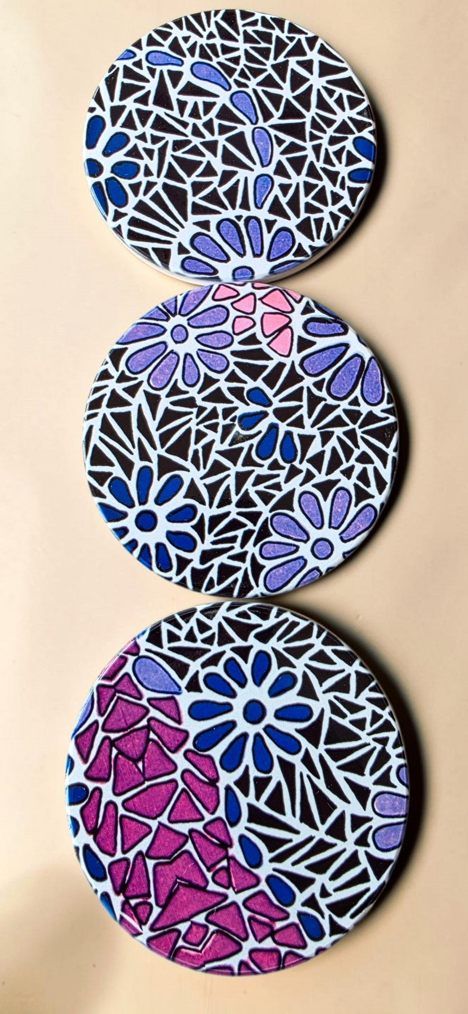 3 Coaster Set - Purples