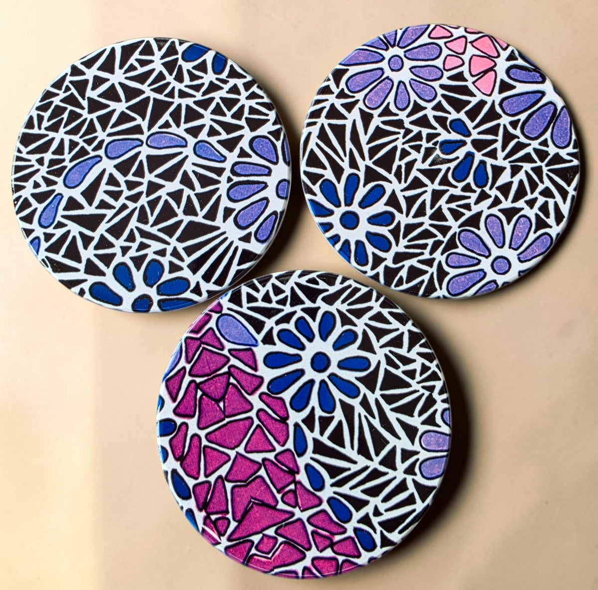 3 Coaster Set - Purples