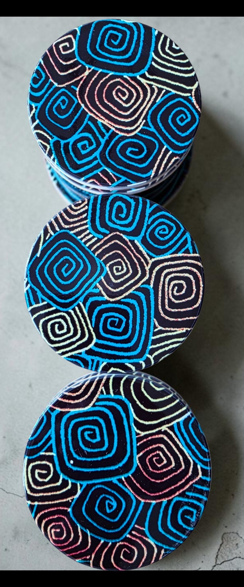 3 Coaster Set - Blues Swirls