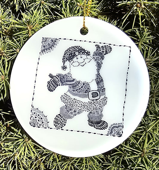 Doodle Design Ceramic Tree Ornaments - Santa