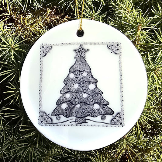 Doodle Design Ceramic Tree Ornaments - Christmas Tree